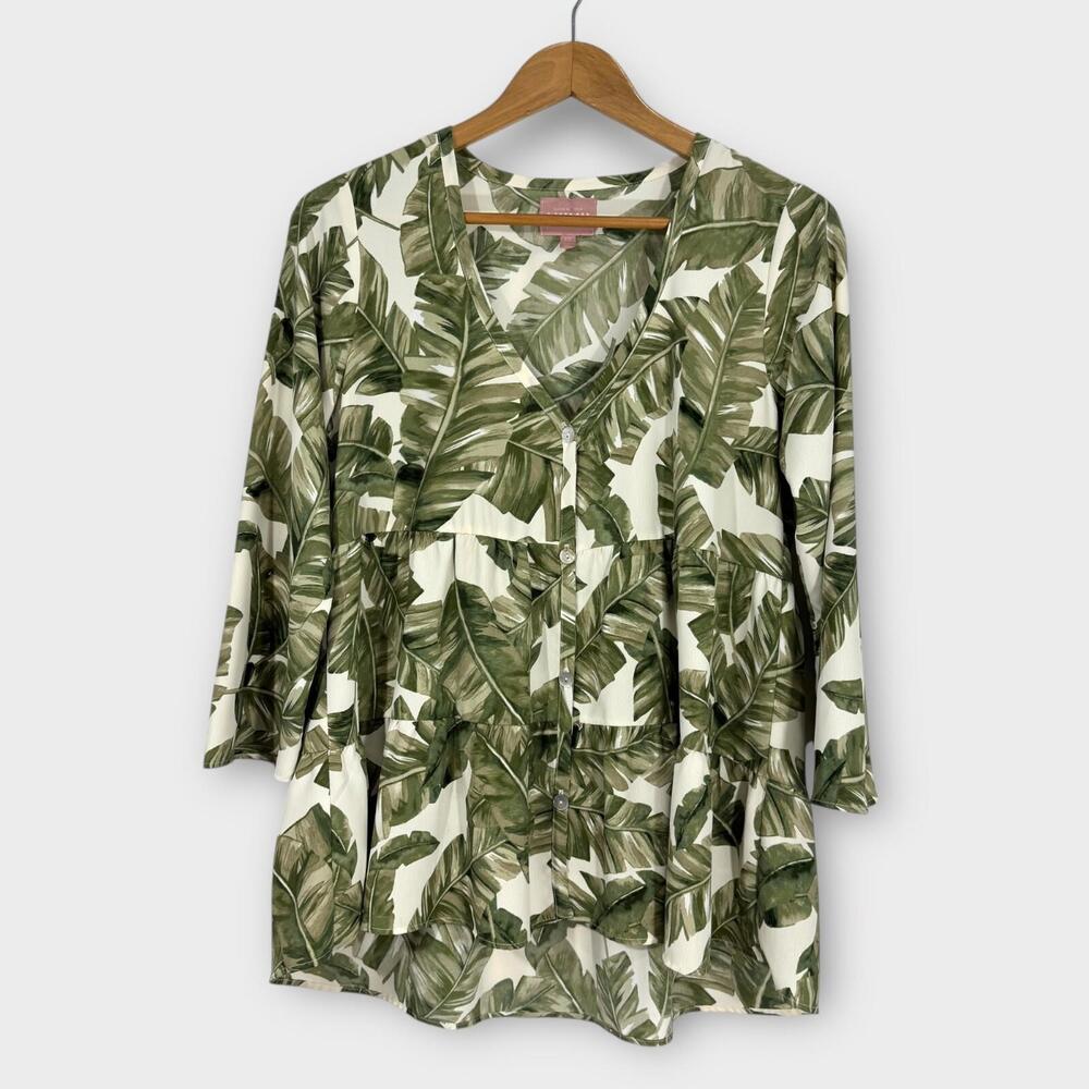 Show Me Your Mumu Women’s Size XS Green Marlow Palm Floral Print Swing Top